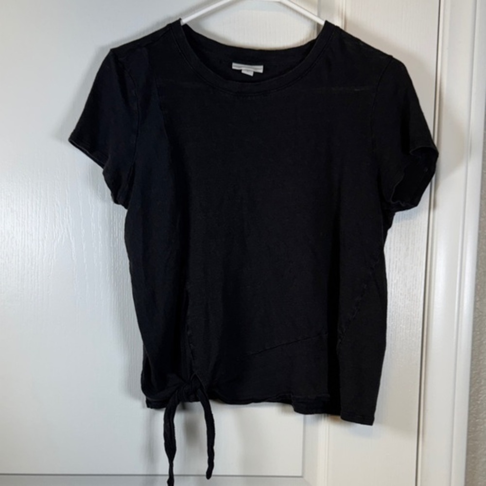 J. Jill Love Linen Black Side Tie Shirt Size Med GUC #2049